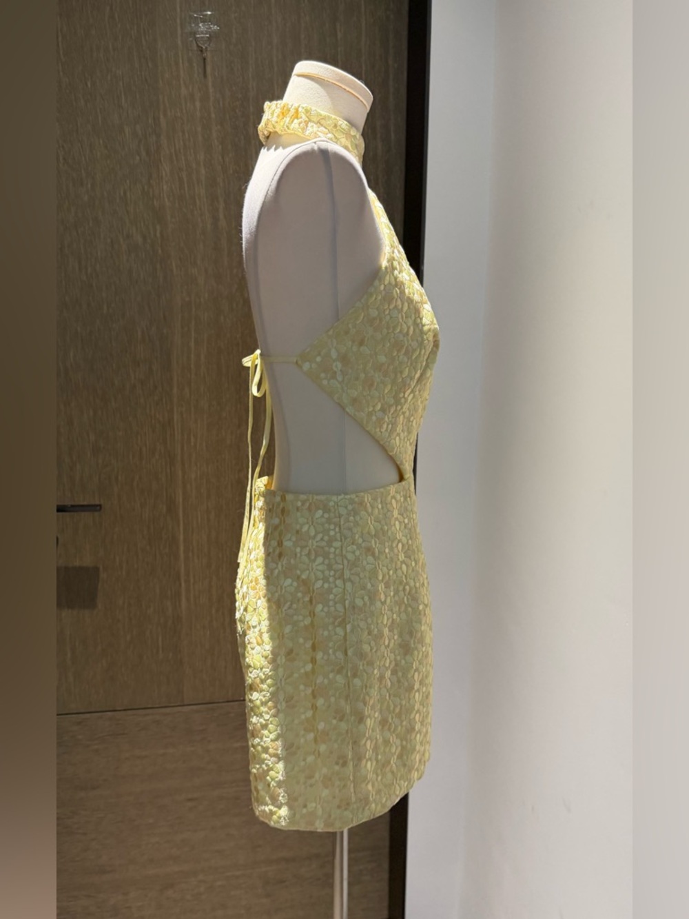 STAUD Pale Yellow Halter Backless Short Romper - Picture 5 of 12
